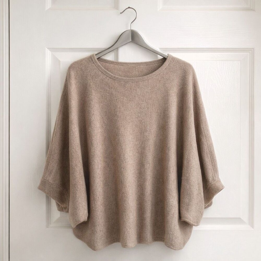 Garnet Hill 100% Cashmere Cape Sweater, Batwing Oversized Luxe - Picture 3 of 8